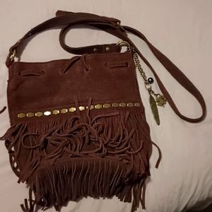 Brown rough leather bag